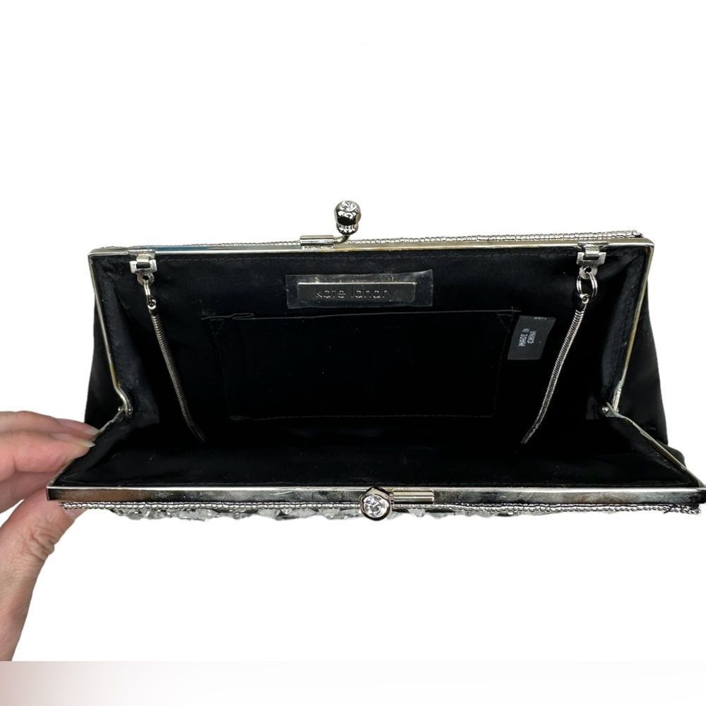 Kate Landry Clear Multi Small‎ Stone Frame Clutch With Shoulder Strap - Picture 4 of 6